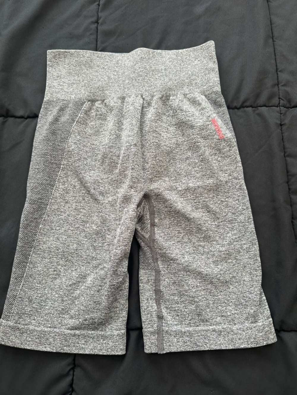 Gymshark Gray Seamless Flex Cycling Athletic Bike Shorts with Pink Logo